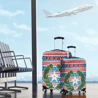 Texas Christmas Luggage Cover with Blue and Red Striped Festive Pattern Lone Star and Santa Motif - Wonder Print Shop