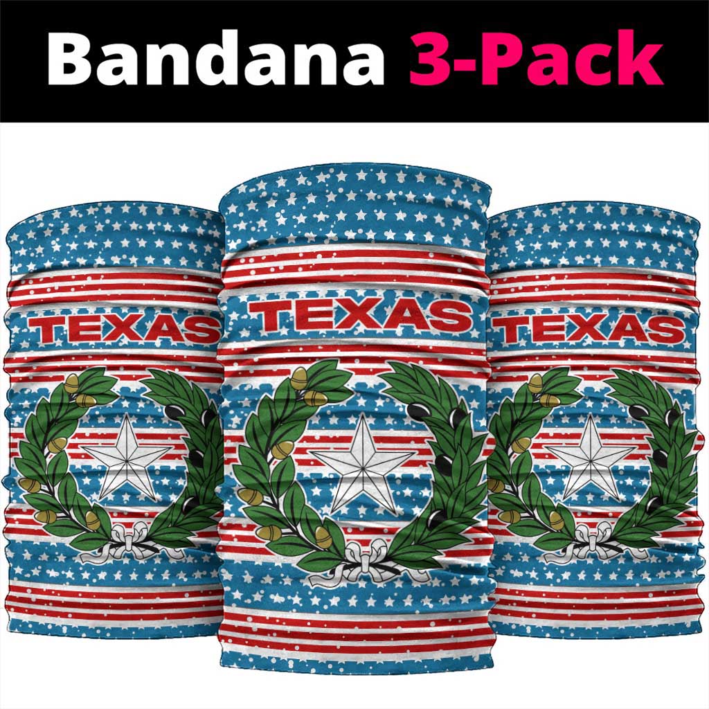 Texas Christmas Neck Gaiter with Blue and Red Striped Festive Pattern Lone Star and Santa Motif - Wonder Print Shop