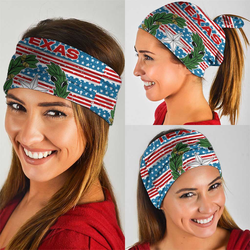Texas Christmas Neck Gaiter with Blue and Red Striped Festive Pattern Lone Star and Santa Motif - Wonder Print Shop