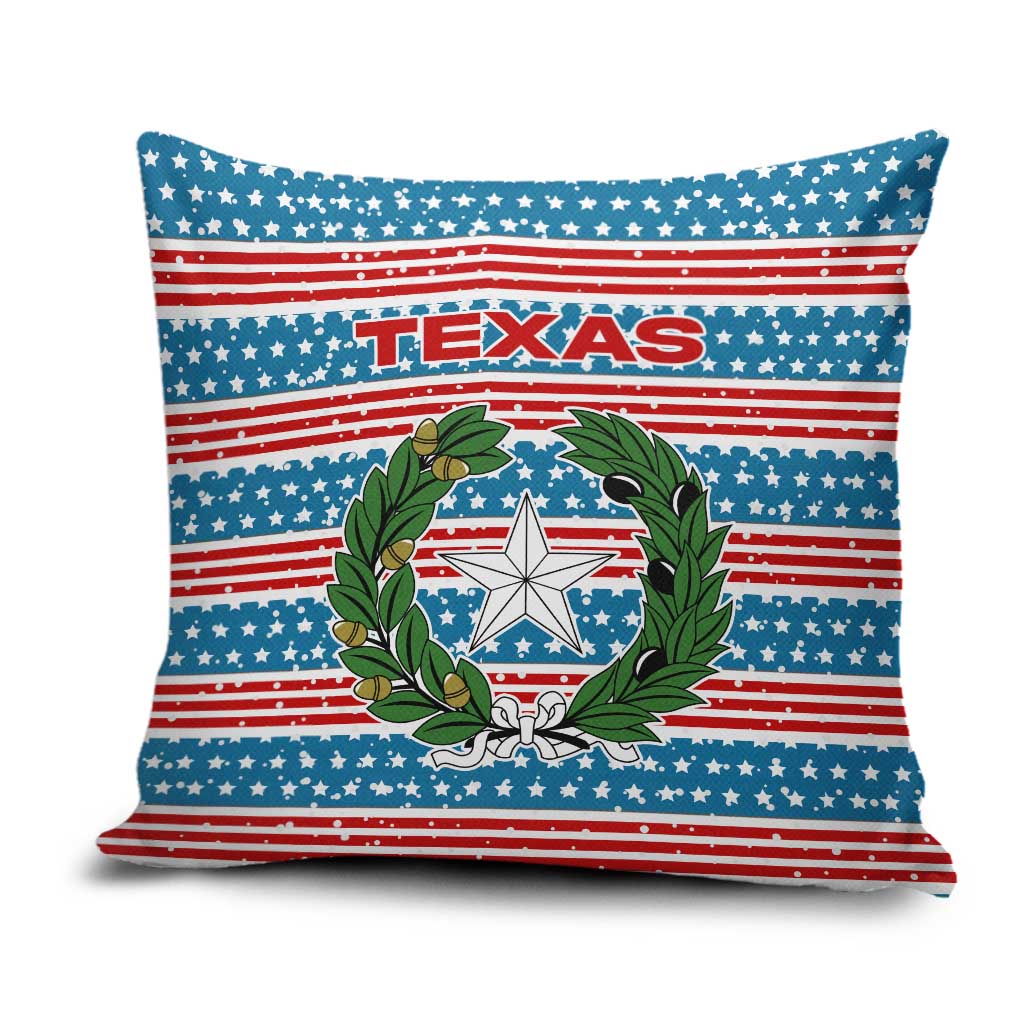 Texas Christmas Pillow Cover with Blue and Red Striped Festive Pattern Lone Star and Santa Motif - Wonder Print Shop