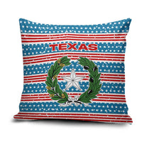Texas Christmas Pillow Cover with Blue and Red Striped Festive Pattern Lone Star and Santa Motif - Wonder Print Shop