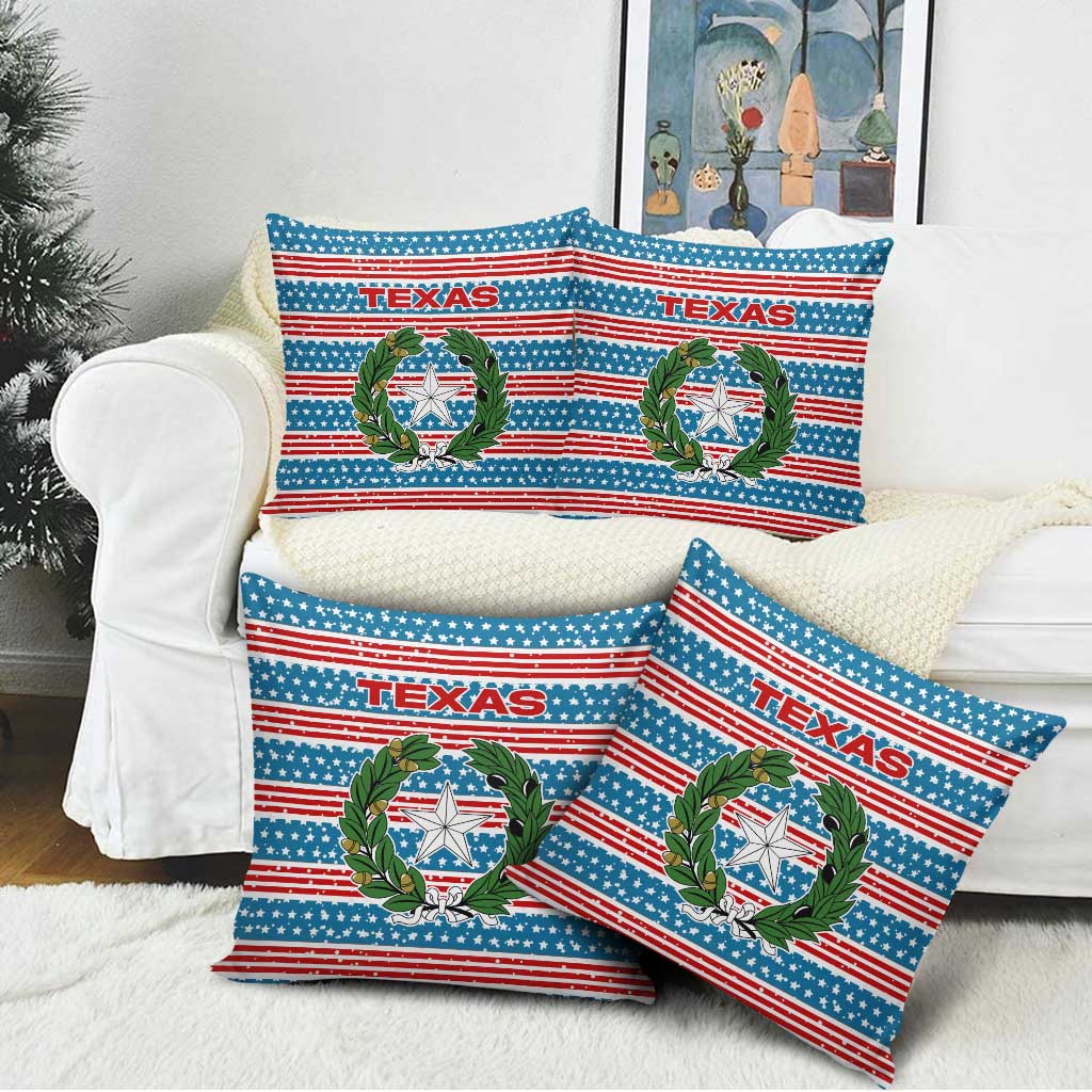Texas Christmas Pillow Cover with Blue and Red Striped Festive Pattern Lone Star and Santa Motif - Wonder Print Shop