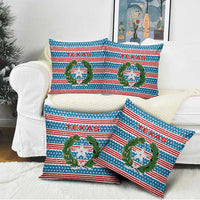 Texas Christmas Pillow Cover with Blue and Red Striped Festive Pattern Lone Star and Santa Motif - Wonder Print Shop