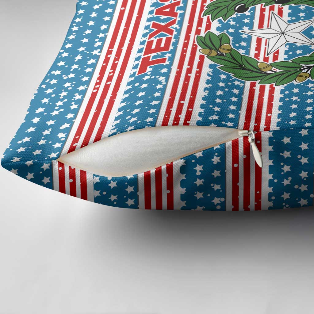 Texas Christmas Pillow Cover with Blue and Red Striped Festive Pattern Lone Star and Santa Motif - Wonder Print Shop