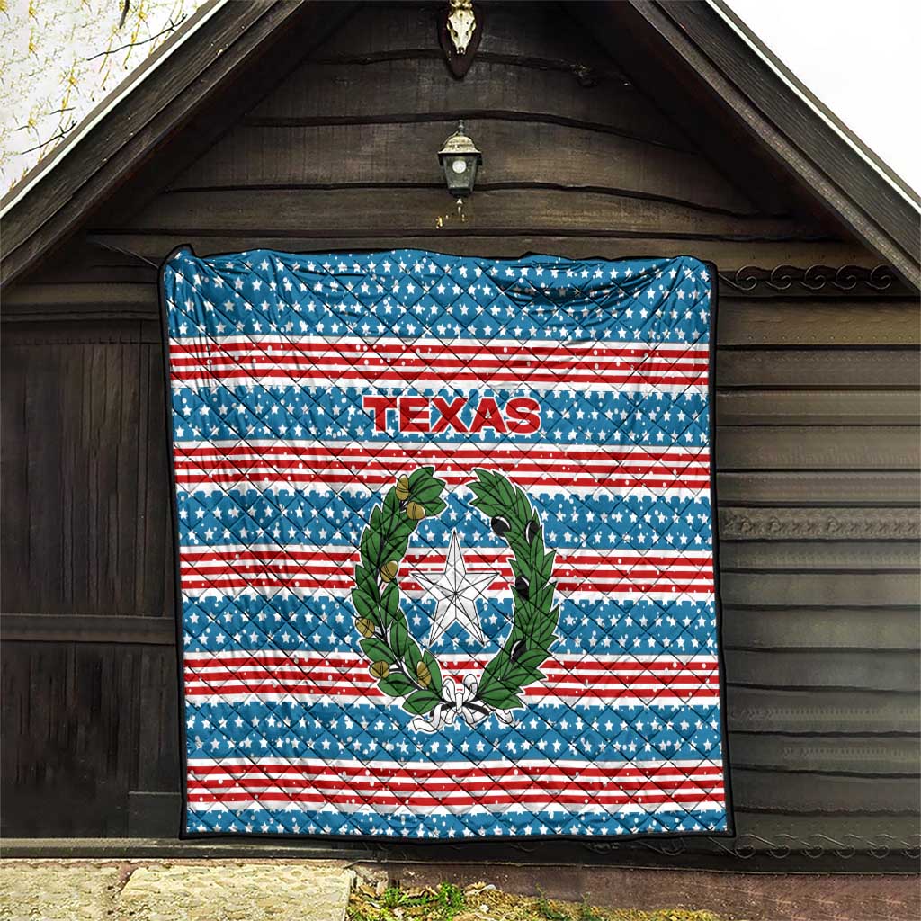 Texas Christmas Quilt with Blue and Red Striped Festive Pattern Lone Star and Santa Motif - Wonder Print Shop