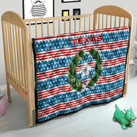 Texas Christmas Quilt with Blue and Red Striped Festive Pattern Lone Star and Santa Motif - Wonder Print Shop
