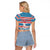 Texas Christmas Raglan Cropped T Shirt with Blue and Red Striped Festive Pattern Lone Star and Santa Motif - Wonder Print Shop