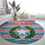 Texas Christmas Round Carpet with Blue and Red Striped Festive Pattern Lone Star and Santa Motif - Wonder Print Shop