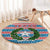 Texas Christmas Round Carpet with Blue and Red Striped Festive Pattern Lone Star and Santa Motif - Wonder Print Shop
