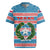 Texas Christmas Rugby Jersey with Blue and Red Striped Festive Pattern Lone Star and Santa Motif - Wonder Print Shop