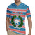 Texas Christmas Rugby Jersey with Blue and Red Striped Festive Pattern Lone Star and Santa Motif - Wonder Print Shop