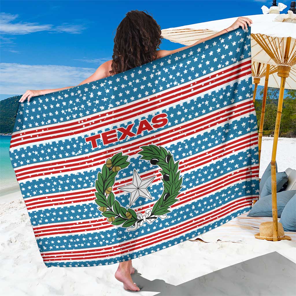 Texas Christmas Sarong with Blue and Red Striped Festive Pattern Lone Star and Santa Motif - Wonder Print Shop