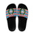Texas Christmas Slide Sandals with Blue and Red Striped Festive Pattern Lone Star and Santa Motif - Wonder Print Shop