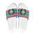 Texas Christmas Slide Sandals with Blue and Red Striped Festive Pattern Lone Star and Santa Motif - Wonder Print Shop