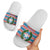 Texas Christmas Slide Sandals with Blue and Red Striped Festive Pattern Lone Star and Santa Motif - Wonder Print Shop