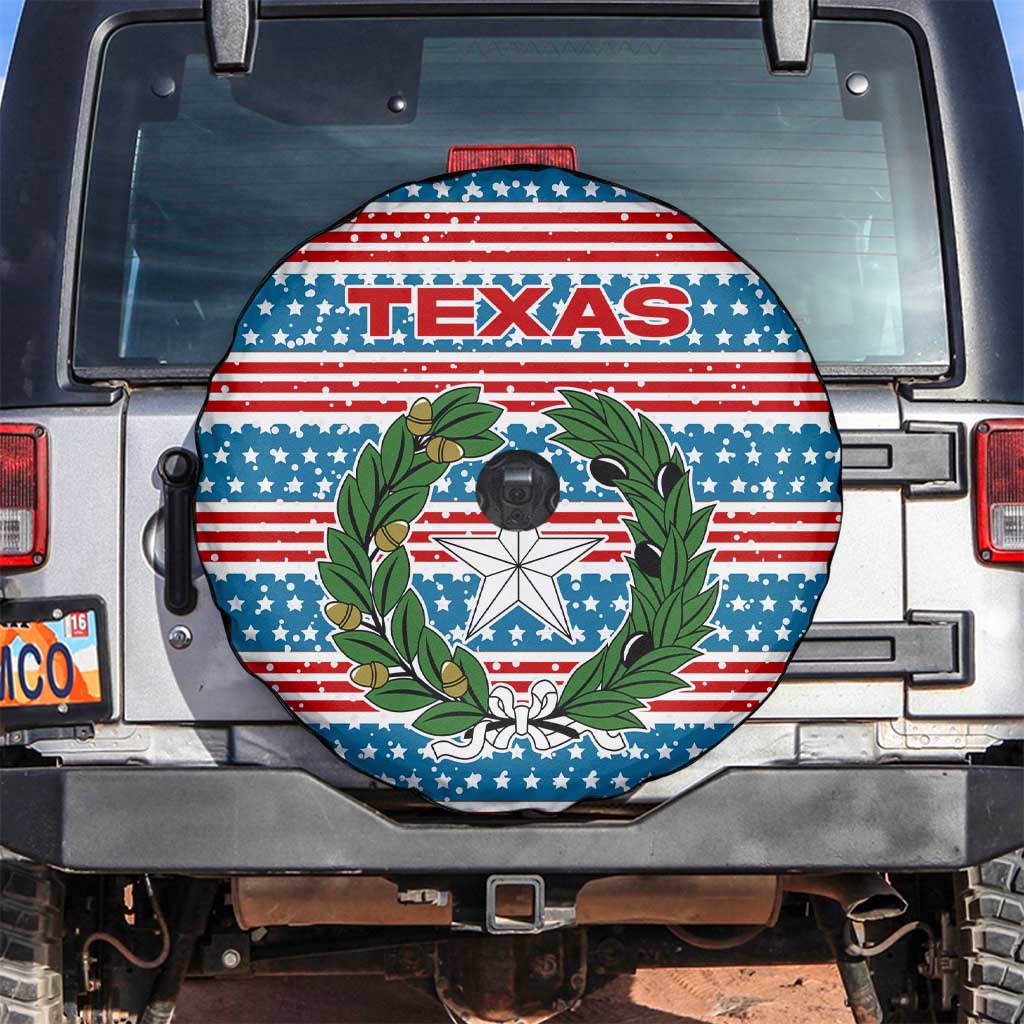 Texas Christmas Spare Tire Cover with Blue and Red Striped Festive Pattern Lone Star and Santa Motif - Wonder Print Shop