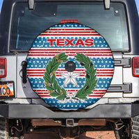 Texas Christmas Spare Tire Cover with Blue and Red Striped Festive Pattern Lone Star and Santa Motif - Wonder Print Shop