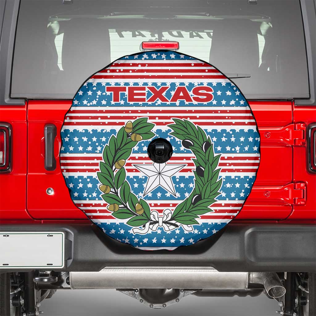 Texas Christmas Spare Tire Cover with Blue and Red Striped Festive Pattern Lone Star and Santa Motif - Wonder Print Shop