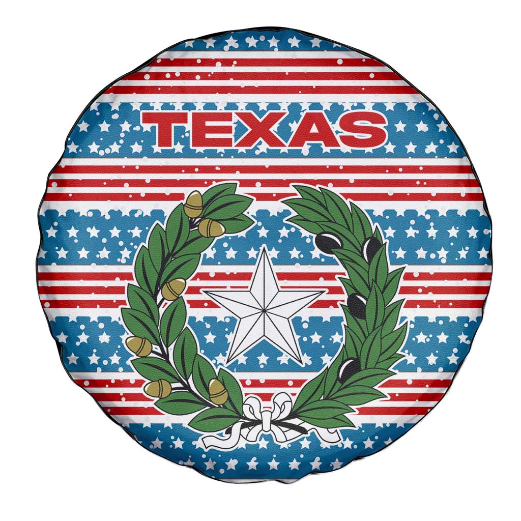 Texas Christmas Spare Tire Cover with Blue and Red Striped Festive Pattern Lone Star and Santa Motif - Wonder Print Shop
