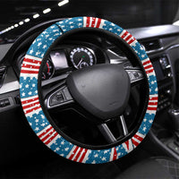 Texas Christmas Steering Wheel Cover with Blue and Red Striped Festive Pattern Lone Star and Santa Motif - Wonder Print Shop