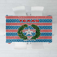 Texas Christmas Tablecloth with Blue and Red Striped Festive Pattern Lone Star and Santa Motif - Wonder Print Shop