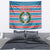 Texas Christmas Tapestry with Blue and Red Striped Festive Pattern Lone Star and Santa Motif - Wonder Print Shop