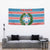 Texas Christmas Tapestry with Blue and Red Striped Festive Pattern Lone Star and Santa Motif - Wonder Print Shop
