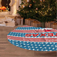 Texas Christmas Tree Skirt with Blue and Red Striped Festive Pattern Lone Star and Santa Motif - Wonder Print Shop