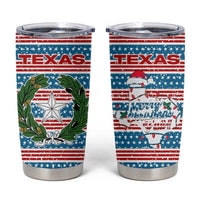 Texas Christmas Tumbler Cup with Blue and Red Striped Festive Pattern Lone Star and Santa Motif - Wonder Print Shop