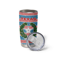 Texas Christmas Tumbler Cup with Blue and Red Striped Festive Pattern Lone Star and Santa Motif - Wonder Print Shop