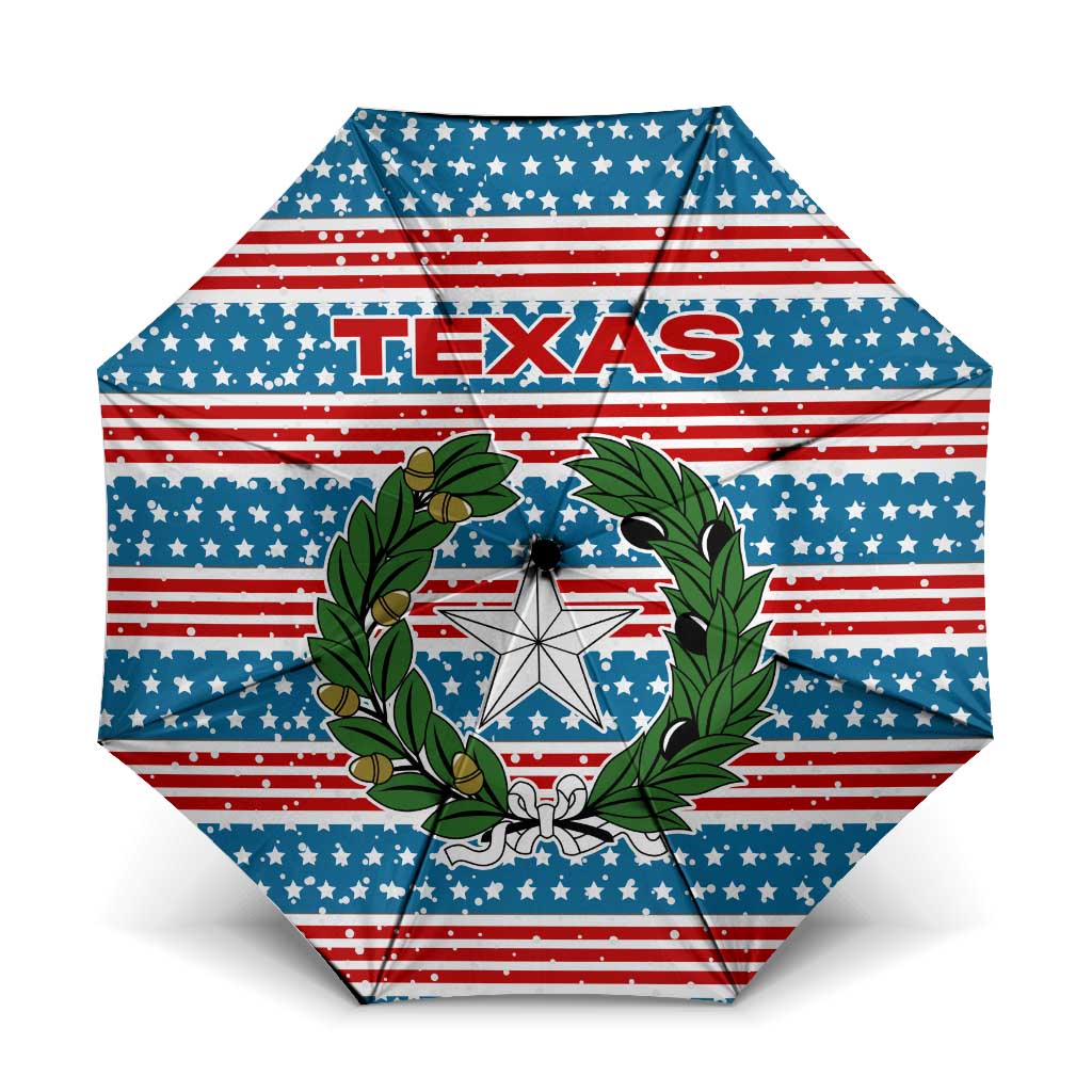 Texas Christmas Umbrella with Blue and Red Striped Festive Pattern Lone Star and Santa Motif - Wonder Print Shop