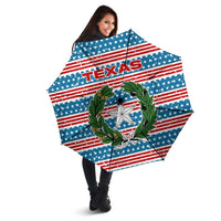 Texas Christmas Umbrella with Blue and Red Striped Festive Pattern Lone Star and Santa Motif - Wonder Print Shop