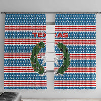Texas Christmas Window Curtain with Blue and Red Striped Festive Pattern Lone Star and Santa Motif - Wonder Print Shop