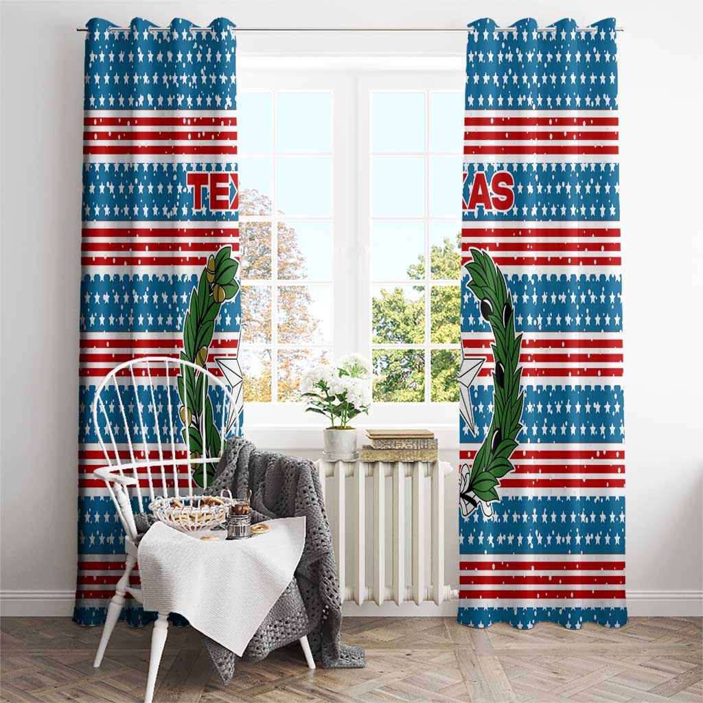 Texas Christmas Window Curtain with Blue and Red Striped Festive Pattern Lone Star and Santa Motif - Wonder Print Shop