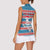 Texas Christmas Women Sleeveless Polo Shirt with Blue and Red Striped Festive Pattern Lone Star and Santa Motif - Wonder Print Shop