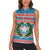 Texas Christmas Women Sleeveless Polo Shirt with Blue and Red Striped Festive Pattern Lone Star and Santa Motif - Wonder Print Shop