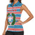 Texas Christmas Women Sleeveless Polo Shirt with Blue and Red Striped Festive Pattern Lone Star and Santa Motif - Wonder Print Shop