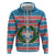 Texas Christmas Zip Hoodie with Blue and Red Striped Festive Pattern Lone Star and Santa Motif - Wonder Print Shop