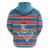 Texas Christmas Zip Hoodie with Blue and Red Striped Festive Pattern Lone Star and Santa Motif - Wonder Print Shop