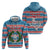 Texas Christmas Zip Hoodie with Blue and Red Striped Festive Pattern Lone Star and Santa Motif - Wonder Print Shop