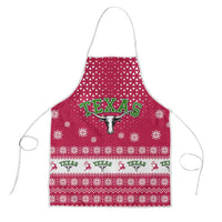 Texas Christmas Apron with Red and White Snowflake Pattern Longhorn Skull and Christmas Cactus Motif - Wonder Print Shop