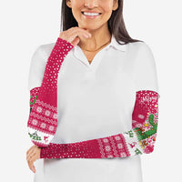 Texas Christmas Arm Sleeves with Red and White Snowflake Pattern Longhorn Skull and Christmas Cactus Motif - Wonder Print Shop