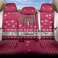Texas Christmas Back Car Seat Cover with Red and White Snowflake Pattern Longhorn Skull and Christmas Cactus Motif - Wonder Print Shop