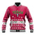 Texas Christmas Baseball Jacket with Red and White Snowflake Pattern Longhorn Skull and Christmas Cactus Motif - Wonder Print Shop