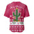 Texas Christmas Baseball Jersey with Red and White Snowflake Pattern Longhorn Skull and Christmas Cactus Motif - Wonder Print Shop