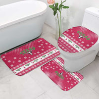 Texas Christmas Bathroom Set with Red and White Snowflake Pattern Longhorn Skull and Christmas Cactus Motif - Wonder Print Shop