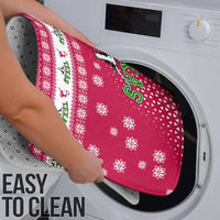 Texas Christmas Bathroom Set with Red and White Snowflake Pattern Longhorn Skull and Christmas Cactus Motif - Wonder Print Shop