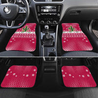 Texas Christmas Car Mats with Red and White Snowflake Pattern Longhorn Skull and Christmas Cactus Motif - Wonder Print Shop