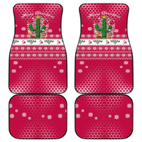 Texas Christmas Car Mats with Red and White Snowflake Pattern Longhorn Skull and Christmas Cactus Motif - Wonder Print Shop