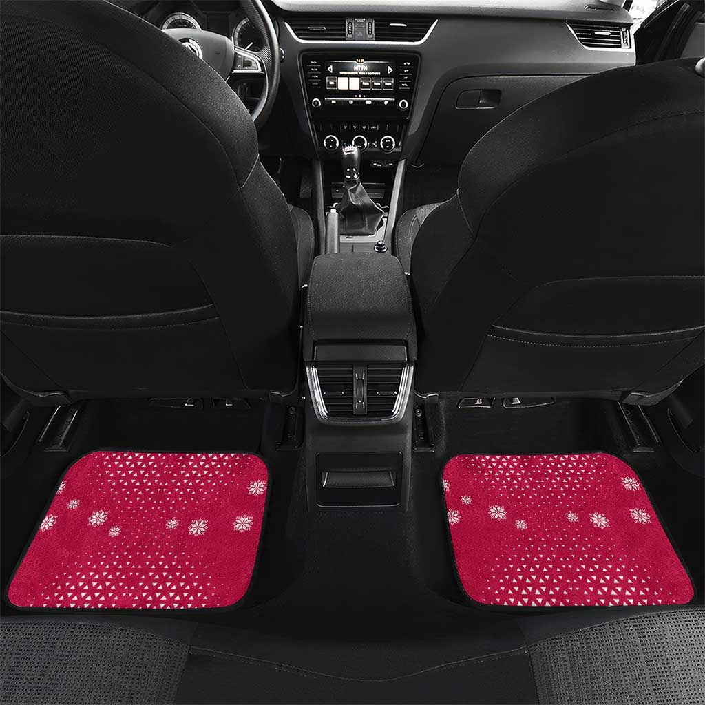 Texas Christmas Car Mats with Red and White Snowflake Pattern Longhorn Skull and Christmas Cactus Motif - Wonder Print Shop